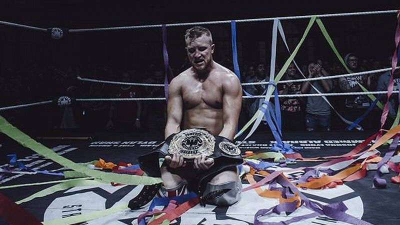 Travis Banks winning the Progress World Title